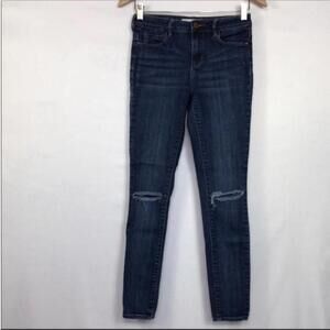 Bullhead High Rise Skinny Jeans Size 25 Dark Blue Wash‎ Women’s Distressed